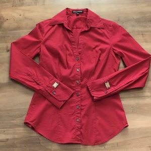 Express Button Down Red Blouse